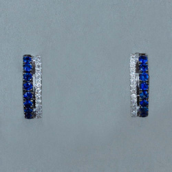 Sapphire & Diamond Hoop Earring	 ae85103s-800w_-_straight_on
